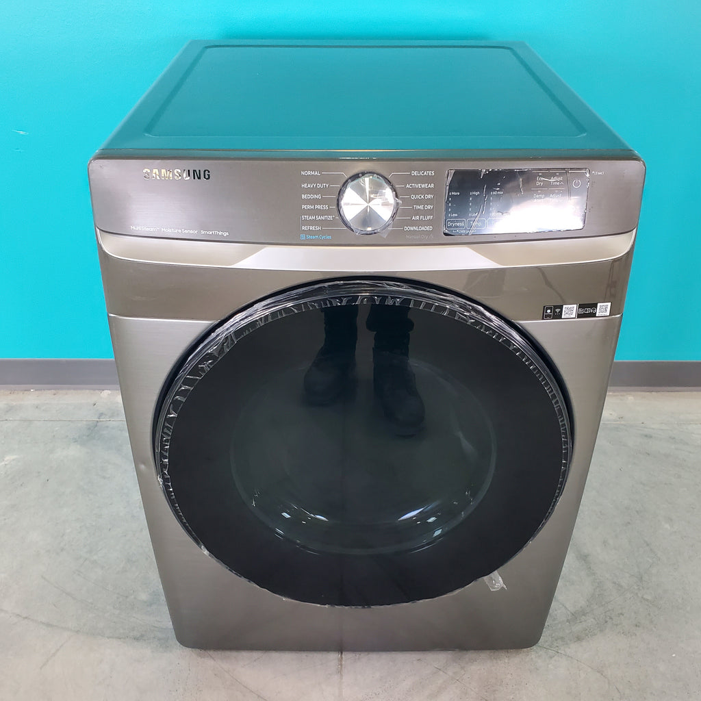 Pictures of Platinum Samsung 7.5 cu. ft. Front Load Electric Dryer with Steam- Scratch & Dent - Minor - Neu Appliance Outlet - Discount Appliance Outlet in Austin, Tx