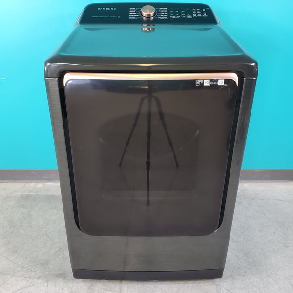 Brushed Black ENERGY STAR Samsung 7.4 cu. ft. Gas Dryer with Steam Sanitize+ - Scratch & Dent - Major