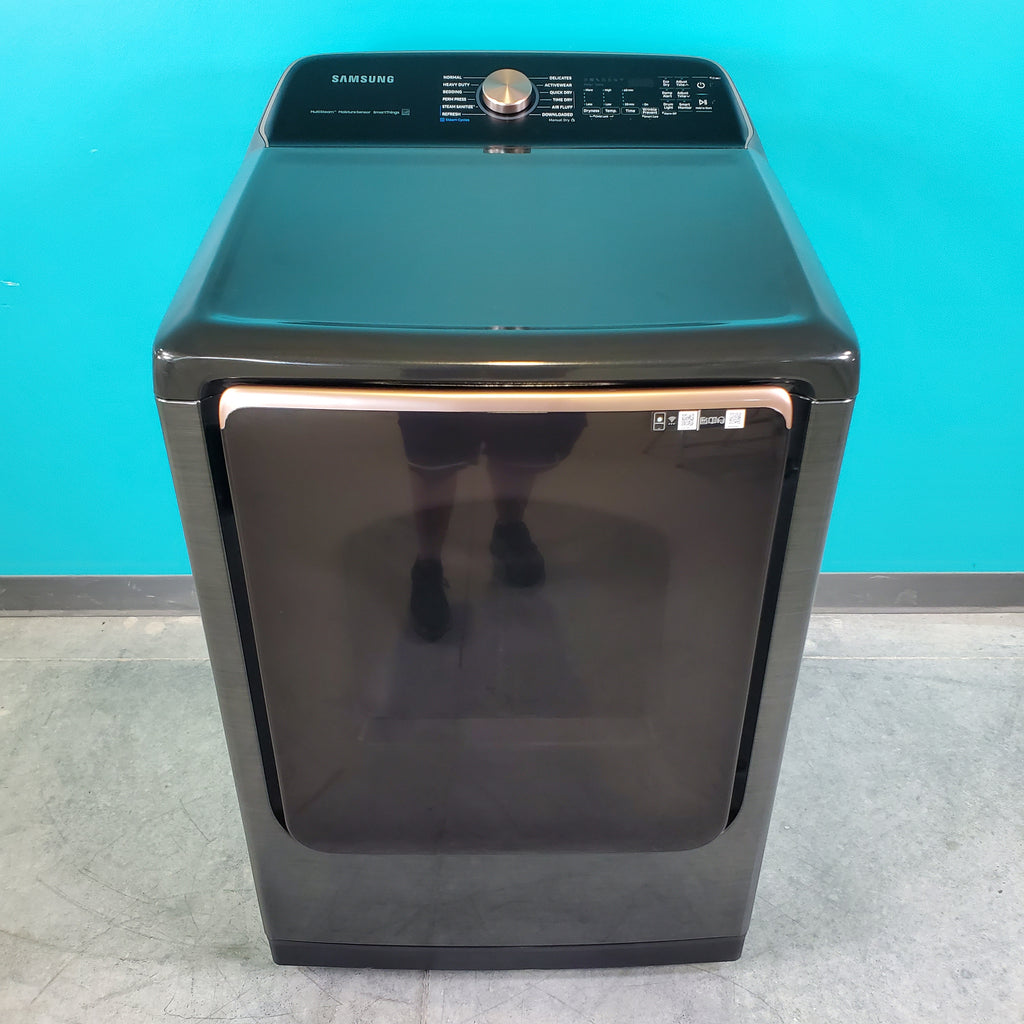 Pictures of Brushed Black ENERGY STAR Samsung 7.4 cu. ft. Gas Dryer with Steam Sanitize+ - Scratch & Dent - Major - Neu Appliance Outlet - Discount Appliance Outlet in Austin, Tx