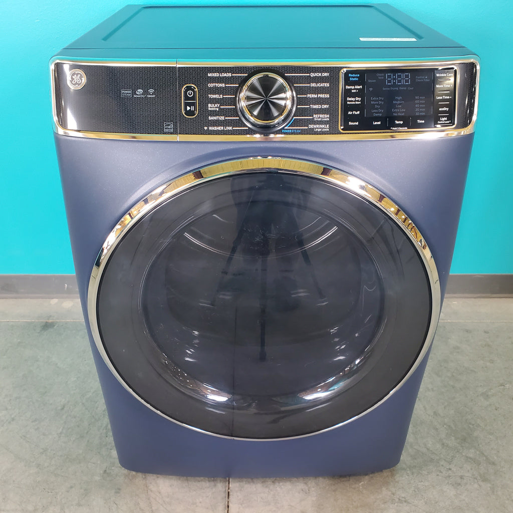 Pictures of Carbon Graphite ENERGY STAR GE 5.3 cu. ft. Frontload Washer with Steam and Sapphire Blue 7.8 cu. ft. Smart Front Load Electric Dryer with PowerSteam - Scratch & Dent - Moderate - Neu Appliance Outlet - Discount Appliance Outlet in Austin, Tx