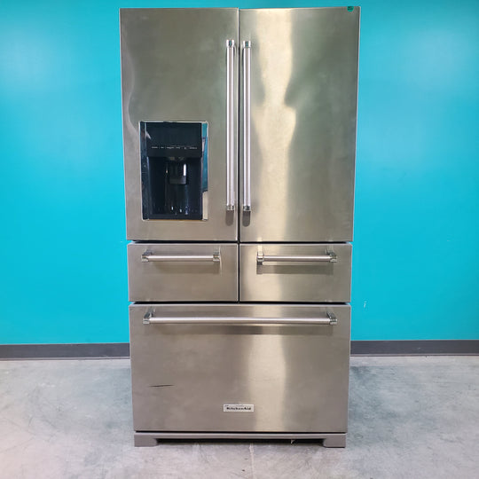 Scratch and Dent - Stainless Steel KitchenAid 25.8 cu. ft. 5 Door Refrigerator with External Ice and Water Dispenser