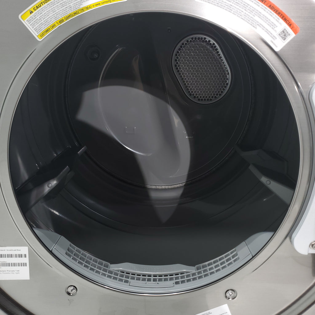 Pictures of Platinum Samsung 7.5 cu. ft. Front Load Electric Dryer with Steam- Scratch & Dent - Major - Neu Appliance Outlet - Discount Appliance Outlet in Austin, Tx