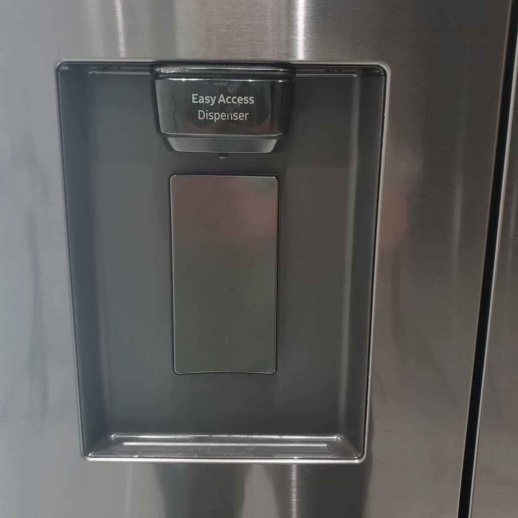 Pictures of 30 in. Fingerprint Resistant Stainless Steel ENERGY STAR Samsung 22 cu. ft. 3 Door French Door Refrigerator with Exterior Water and Ice Dispenser - Scratch & Dent - Moderate - Neu Appliance Outlet - Discount Appliance Outlet in Austin, Tx
