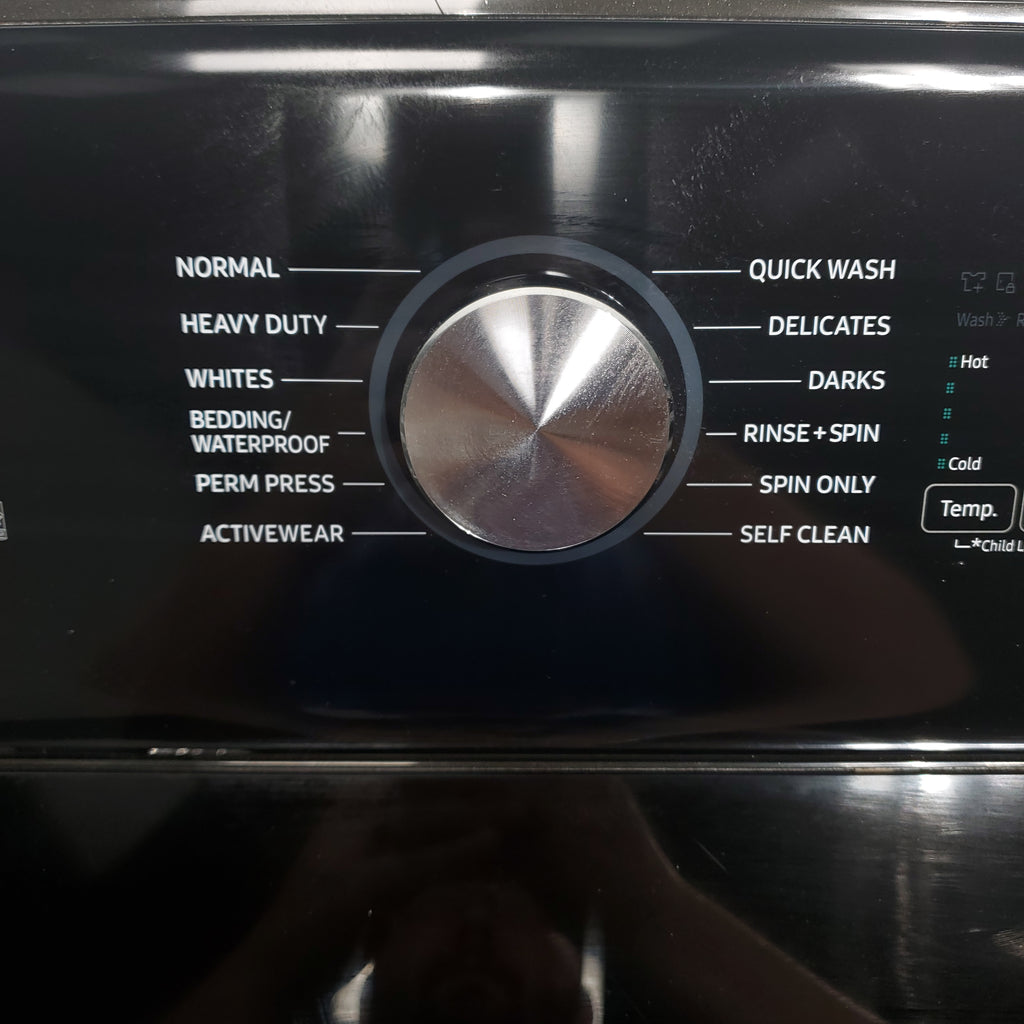 Pictures of Black Stainless Steel ENERGY STAR Samsung 5.0 cu. ft. Top Load Washer with Active Water Jet and 7.4 cu ft Gas Dryer with Steam - Scratch & Dent - Minor - Neu Appliance Outlet - Discount Appliance Outlet in Austin, Tx