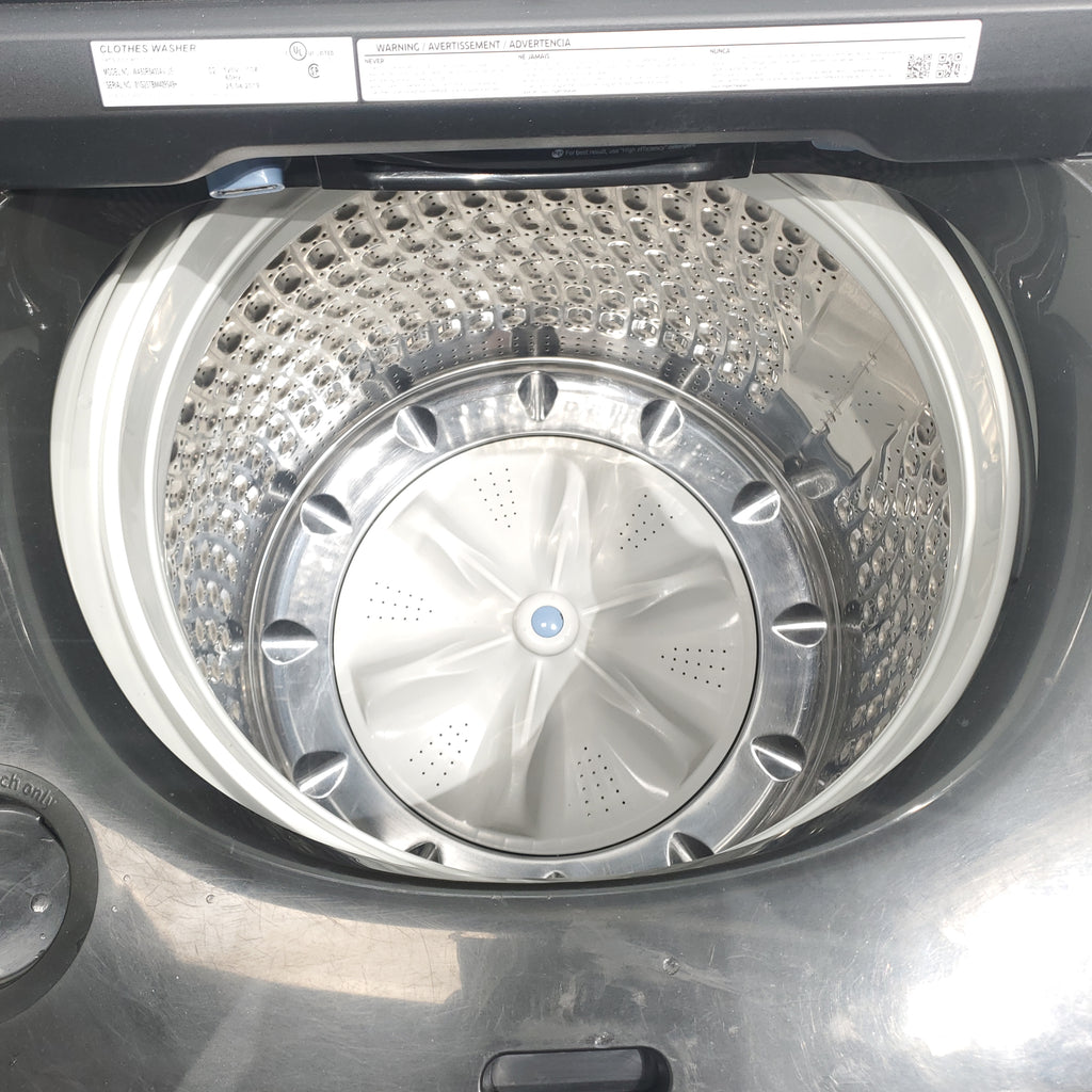 Pictures of Black Stainless Steel ENERGY STAR Samsung 5.0 cu. ft. Top Load Washer with Active Water Jet and 7.4 cu ft Gas Dryer with Steam - Scratch & Dent - Minor - Neu Appliance Outlet - Discount Appliance Outlet in Austin, Tx