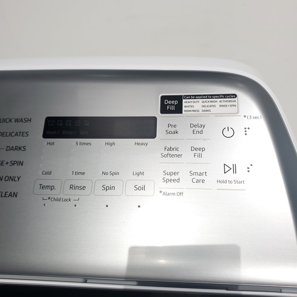 Pictures of ENERGY STAR Samsung 5.0 cu. ft. Top Load Washer with Active Water Jet and 7.4 cu. ft. Electric Dryer with Smart Care - Scratch & Dent - Moderate - Neu Appliance Outlet - Discount Appliance Outlet in Austin, Tx