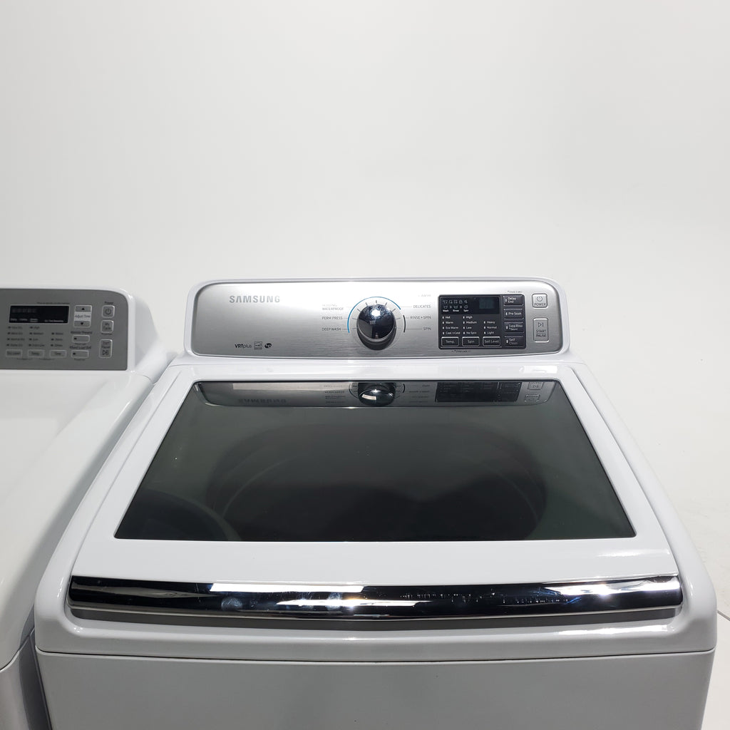 Pictures of ENERGY STAR Samsung 4.5 cu. ft. Top Load Washing Machine with Deep Fill and Samsung 7.3 cu. ft. Electric Dryer with Smart Care - Certified Refurbished - Neu Appliance Outlet - Discount Appliance Outlet in Austin, Tx