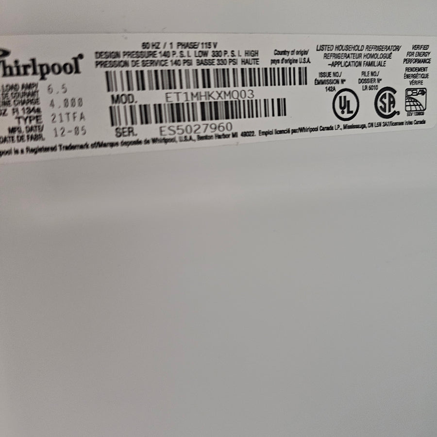 Whirlpool 20 cu ft white top freezer bottom refrigerator - certified refurbished