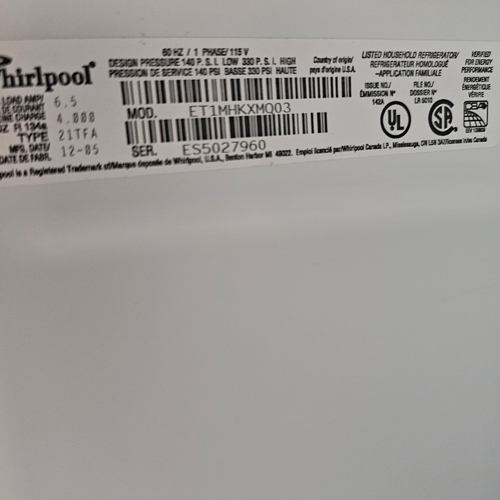 Pictures of Whirlpool 20 cu ft white top freezer bottom refrigerator - certified refurbished - Neu Appliance Outlet - Discount Appliance Outlet in Austin, Tx