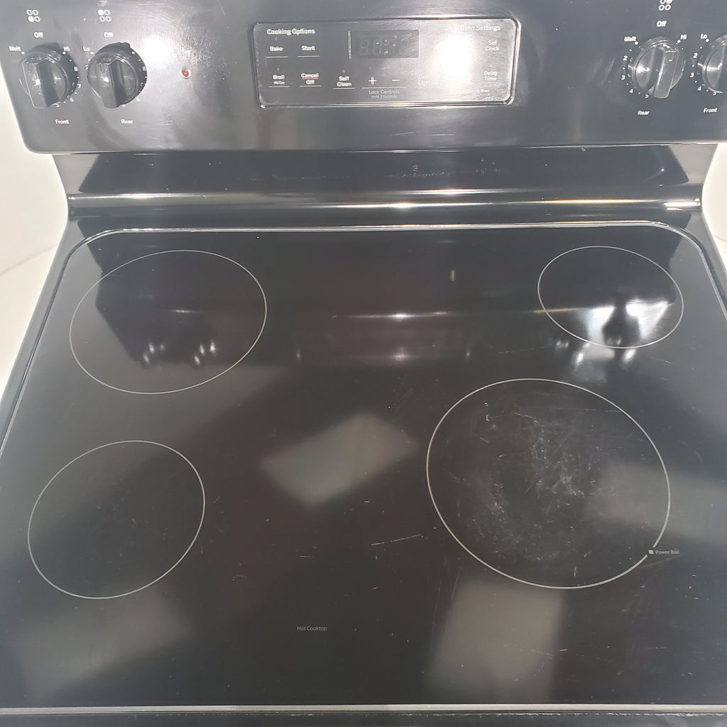 Pictures of Black GE 5.3 cu. ft. 4 Heating Element Freestanding Electric Range with with Black Ceramic Glass Cooktop - Certified Refurbished - Neu Appliance Outlet - Discount Appliance Outlet in Austin, Tx