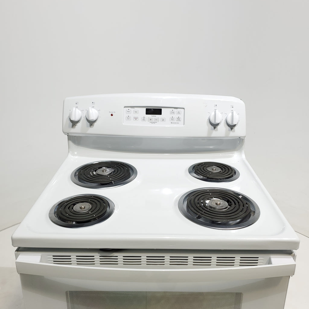 Pictures of White GE 5.0 cu. ft. Freestanding 4 Heating Element Electric Range with Dual Element Baking - Scratch & Dent - Minor - Neu Appliance Outlet - Discount Appliance Outlet in Austin, Tx