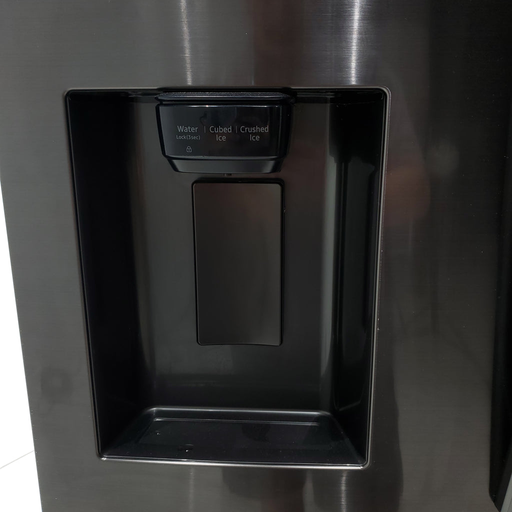 Pictures of Fingerprint-Resistant Black Stainless Steel ENERGY STAR Samsung 28 cu. ft. 4 Door French Door Refrigerator with FlexZone Drawer - Scratch & Dent - Moderate - Neu Appliance Outlet - Discount Appliance Outlet in Austin, Tx