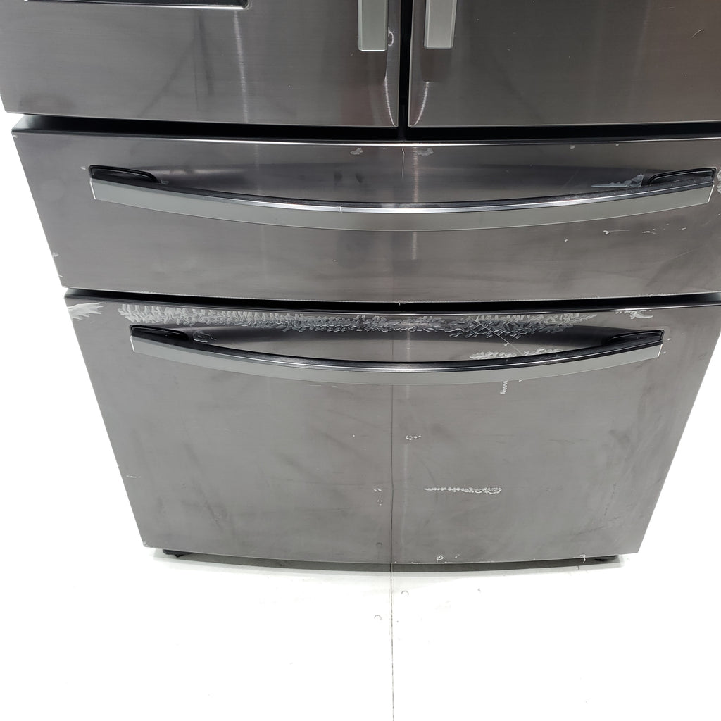 Pictures of Fingerprint-Resistant Black Stainless Steel ENERGY STAR Samsung 28 cu. ft. 4 Door French Door Refrigerator with FlexZone Drawer - Scratch & Dent - Moderate - Neu Appliance Outlet - Discount Appliance Outlet in Austin, Tx