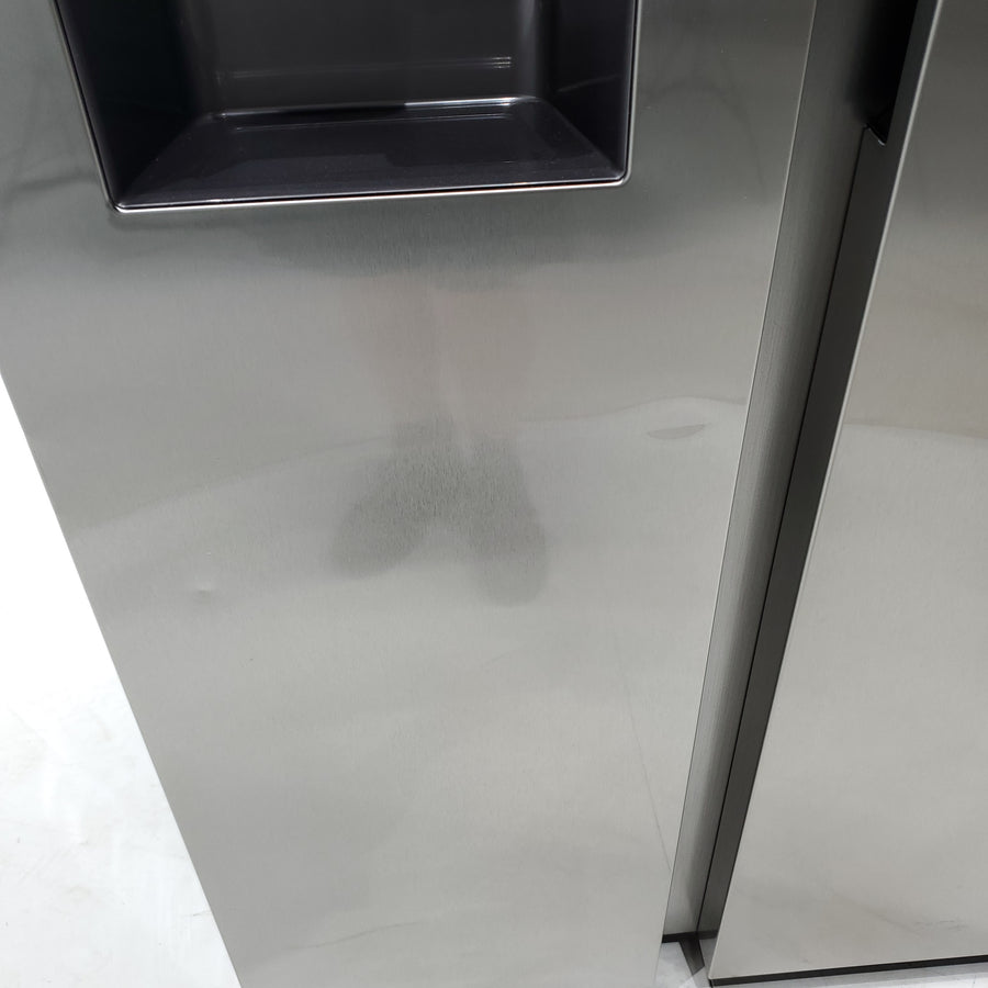 Fingerprint Resistant Stainless Steel ENERGY STAR Samsung 27.4 cu. ft. Side by Side Refrigerator with Exterior Water and Ice Dispenser - Scratch & Dent - Moderate
