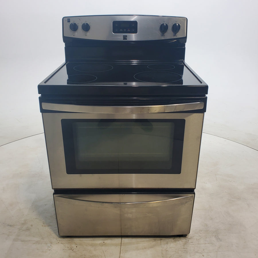Stainless Steel Kenmore 4.9 cu. ft. 4 Heating Element Freestanding Electric Range with Smooth Cooktop - Certified Refurbished