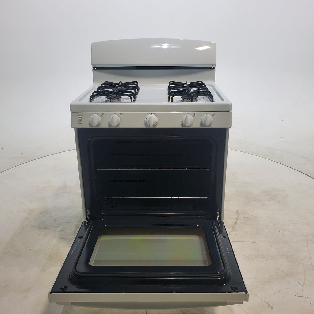 Pictures of White GE 4.8 cu. ft. Freestanding 4 Burner Gas Range with Front Control - Scratch & Dent - Moderate - Neu Appliance Outlet - Discount Appliance Outlet in Austin, Tx