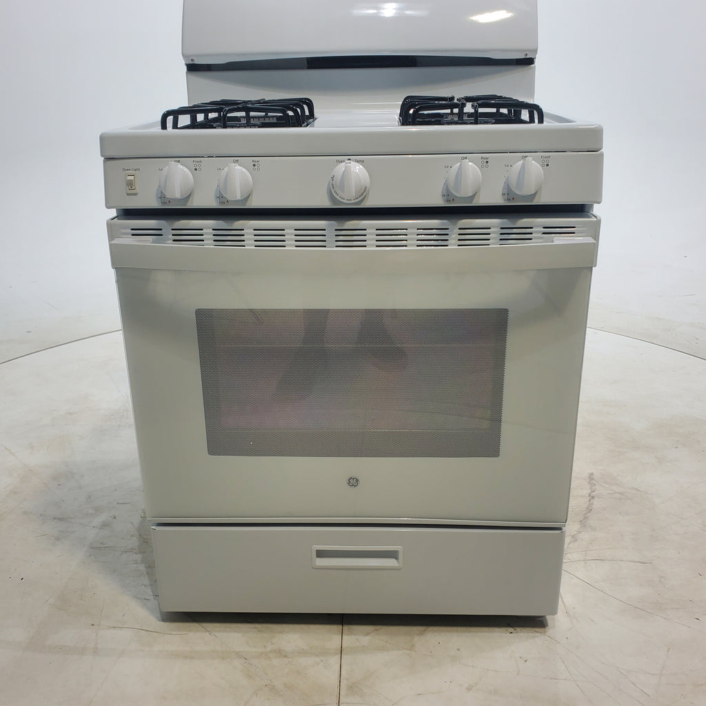 Pictures of White GE 4.8 cu. ft. Freestanding 4 Burner Gas Range with Front Control - Scratch & Dent - Moderate - Neu Appliance Outlet - Discount Appliance Outlet in Austin, Tx