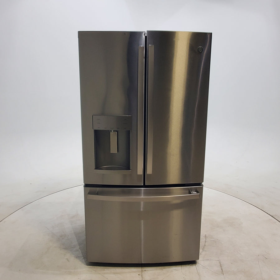 Counter Depth Fingerprint Resistant Stainless Steel ENERGY STAR GE 22.1 cu. ft. 3 Door French Door Refrigerator with External Ice and Water Dispenser - Certified Refurbished