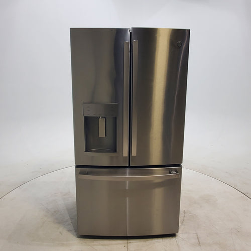 Pictures of Counter Depth Fingerprint Resistant Stainless Steel ENERGY STAR GE 22.1 cu. ft. 3 Door French Door Refrigerator with External Ice and Water Dispenser - Certified Refurbished - Neu Appliance Outlet - Discount Appliance Outlet in Austin, Tx