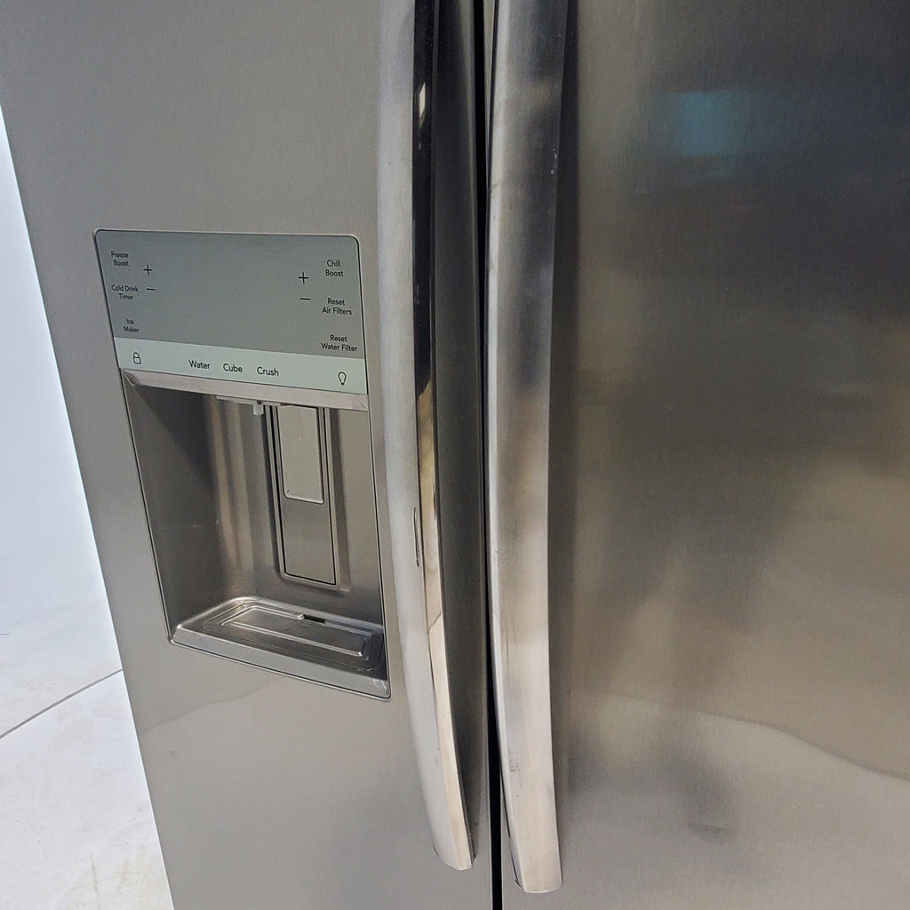 Pictures of Counter Depth Smudge-Proof Stainless Steel ENERGY STAR Frigidaire Gallery 22.3 cu. ft. Side by Side Refrigerator with Exterior Water and Ice Dispenser - Certified Refurbished - Neu Appliance Outlet - Discount Appliance Outlet in Austin, Tx