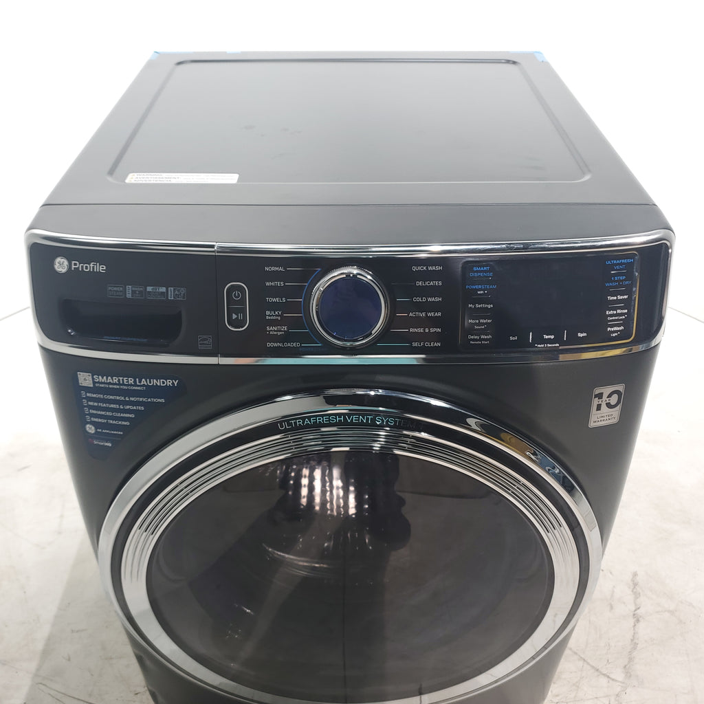 Pictures of Carbon Graphite ENERGY STAR GE 5.3 cu. ft. Frontload Washer with Steam and Sapphire Blue 7.8 cu. ft. Smart Front Load Electric Dryer with PowerSteam - Scratch & Dent - Moderate - Neu Appliance Outlet - Discount Appliance Outlet in Austin, Tx