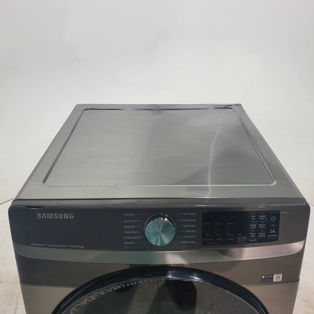 Pictures of Platinum Samsung 7.5 cu. ft. Front Load Electric Dryer with Steam- Scratch & Dent - Moderate - Neu Appliance Outlet - Discount Appliance Outlet in Austin, Tx