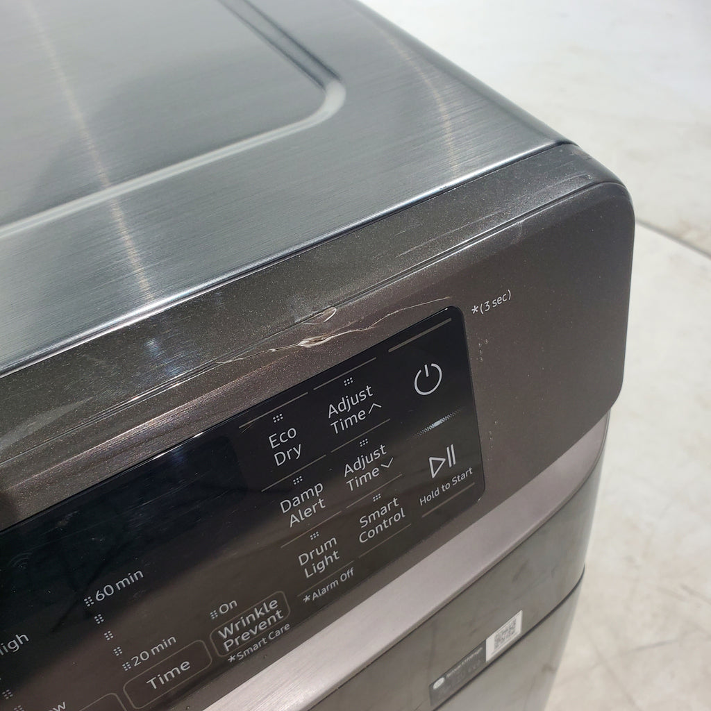 Pictures of Platinum Samsung 7.5 cu. ft. Front Load Electric Dryer with Steam- Scratch & Dent - Moderate - Neu Appliance Outlet - Discount Appliance Outlet in Austin, Tx