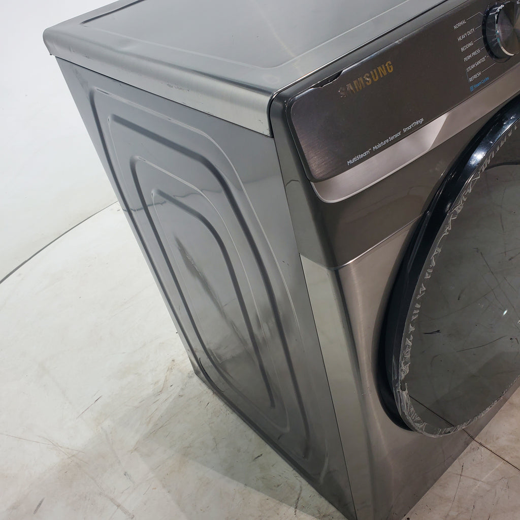 Pictures of Platinum Samsung 7.5 cu. ft. Front Load Electric Dryer with Steam- Scratch & Dent - Moderate - Neu Appliance Outlet - Discount Appliance Outlet in Austin, Tx