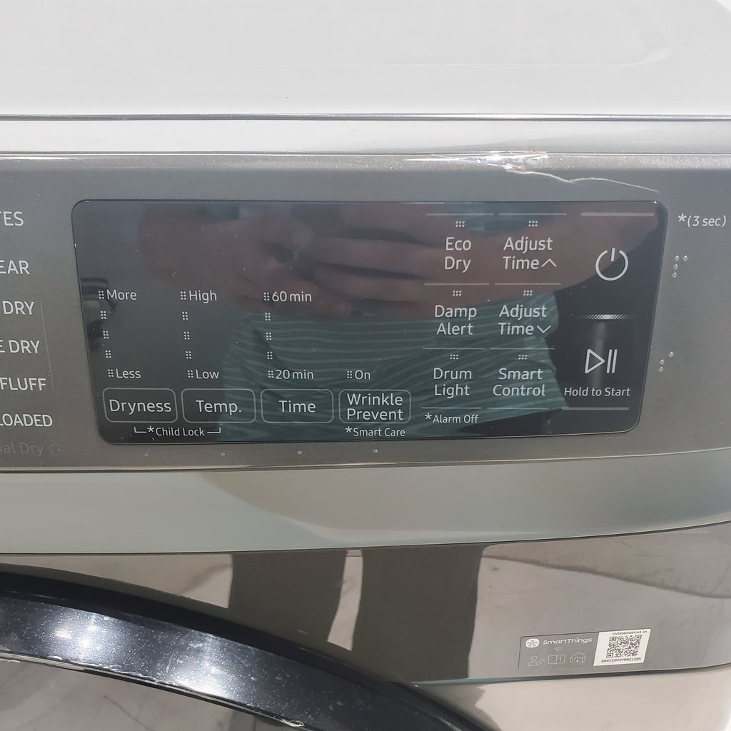 Pictures of Platinum Samsung 7.5 cu. ft. Front Load Electric Dryer with Steam- Scratch & Dent - Moderate - Neu Appliance Outlet - Discount Appliance Outlet in Austin, Tx