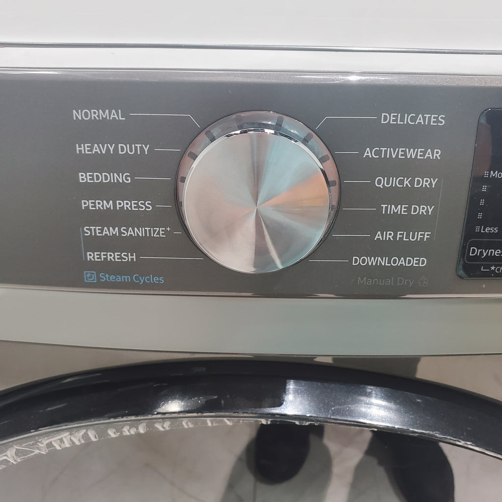 Pictures of Platinum Samsung 7.5 cu. ft. Front Load Electric Dryer with Steam- Scratch & Dent - Moderate - Neu Appliance Outlet - Discount Appliance Outlet in Austin, Tx