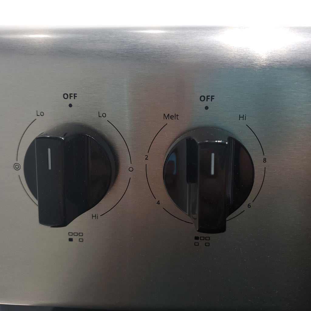 Pictures of Fingerprint Resistant Stainless Steel Whirlpool 5.3 cu. ft. Freestanding 5 Heating Element Smooth Cooktop Electric Range with Frozen Bake Technology Scratch & Dent - Minor - Neu Appliance Outlet - Discount Appliance Outlet in Austin, Tx