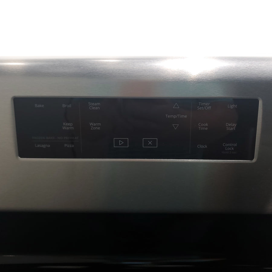 Fingerprint Resistant Stainless Steel Whirlpool 5.3 cu. ft. Freestanding 5 Heating Element Smooth Cooktop Electric Range with Frozen Bake Technology Scratch & Dent - Minor