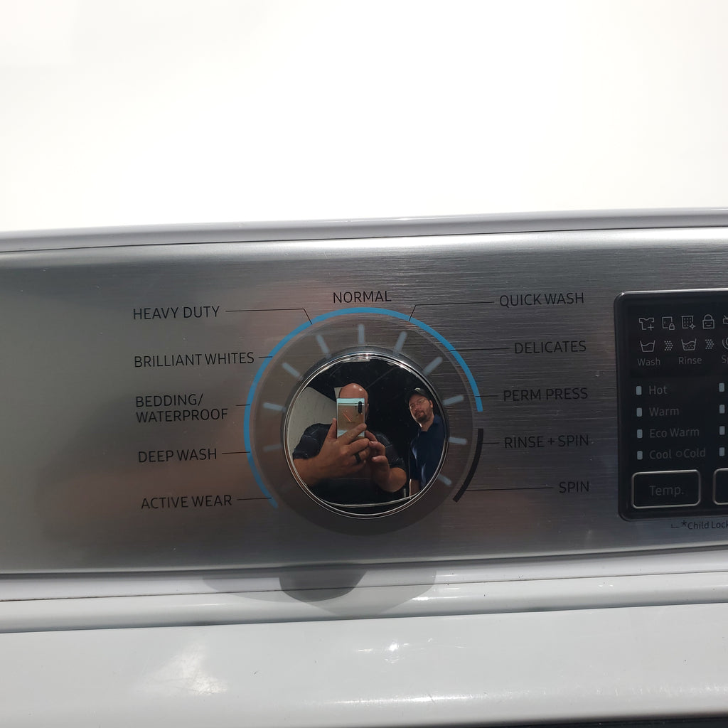 Pictures of ENERGY STAR Samsung 5.0 cu. ft. Top Load Washer with Smart Care and 7.4 cu. ft. Electric Dryer with Steam - Certified Refurbished - Neu Appliance Outlet - Discount Appliance Outlet in Austin, Tx