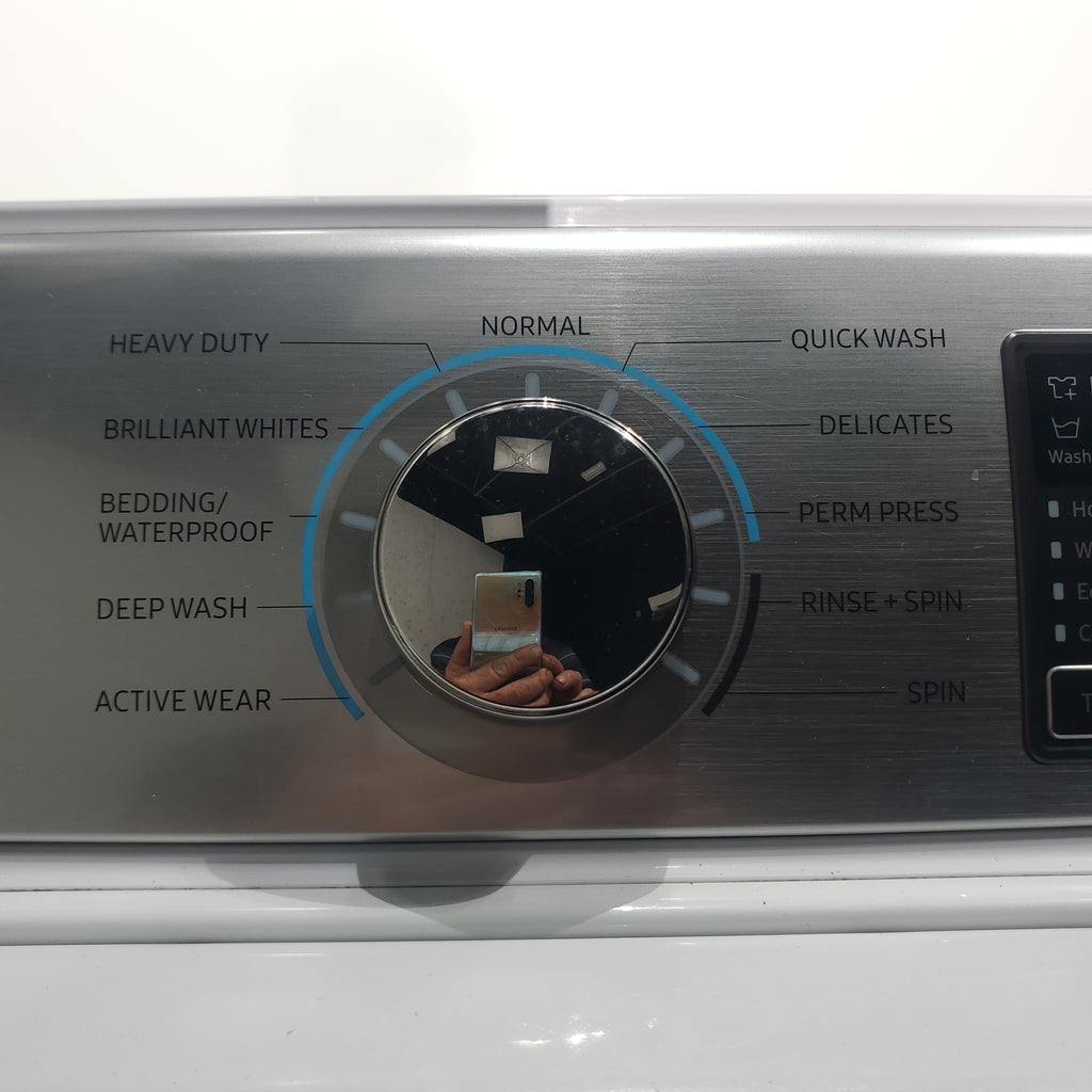 Pictures of ENERGY STAR Samsung 5.0 cu. ft. Top Load Washer with Smart Care and 7.4 cu. ft. Electric Dryer with Steam - Certified Refurbished - Neu Appliance Outlet - Discount Appliance Outlet in Austin, Tx