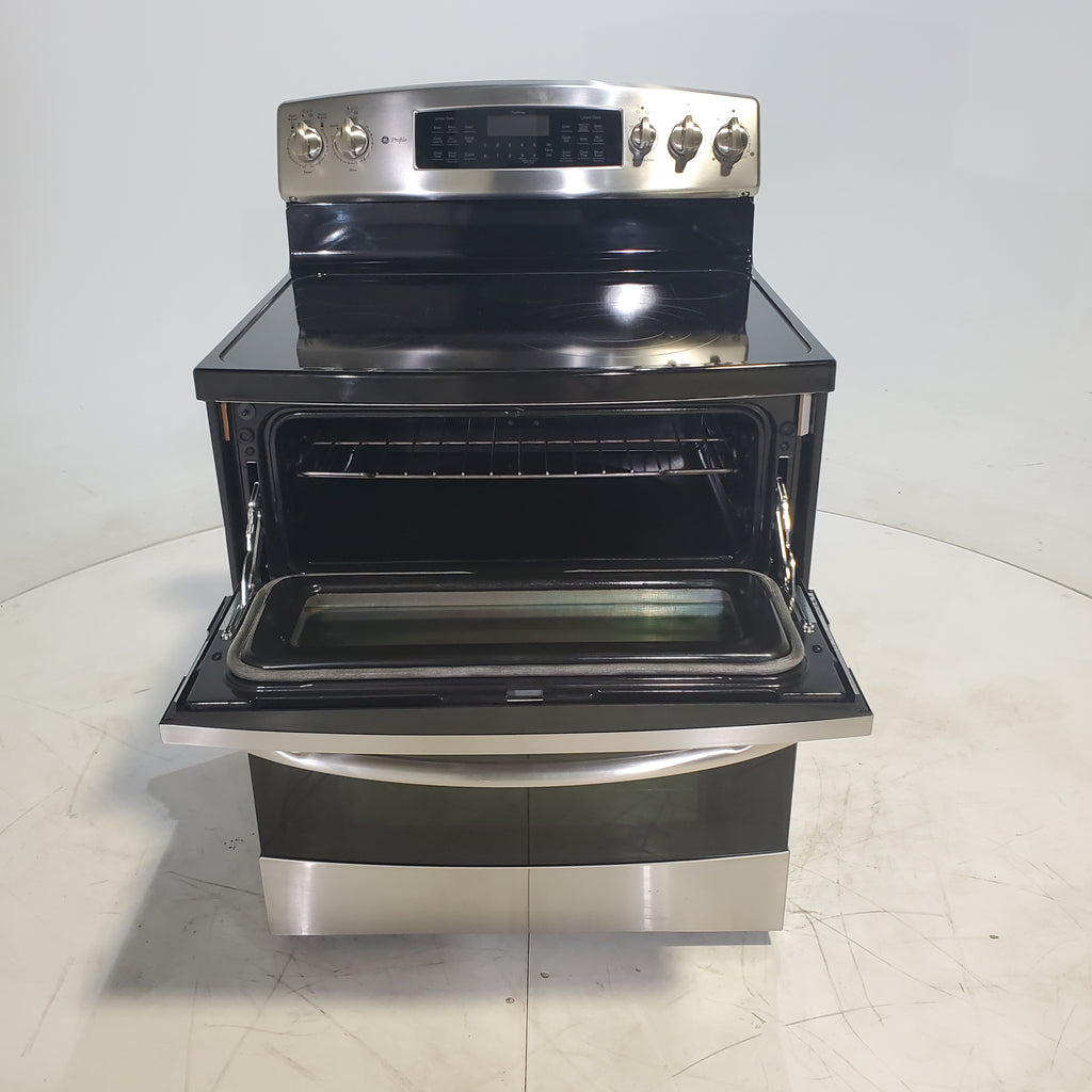 Pictures of Stainless Steel GE Profile 6.6 cu. ft. 5 Heating Element Freestanding Electric Range with Double Oven - Certified Refurbished - Neu Appliance Outlet - Discount Appliance Outlet in Austin, Tx