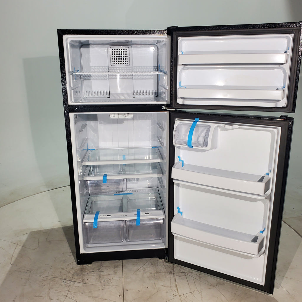 Pictures of Black GE 15.5 cu ft Capacity Top Freezer and Bottom Refrigerator with Adjustable Shelving - Certified Refurbished - Neu Appliance Outlet - Discount Appliance Outlet in Austin, Tx