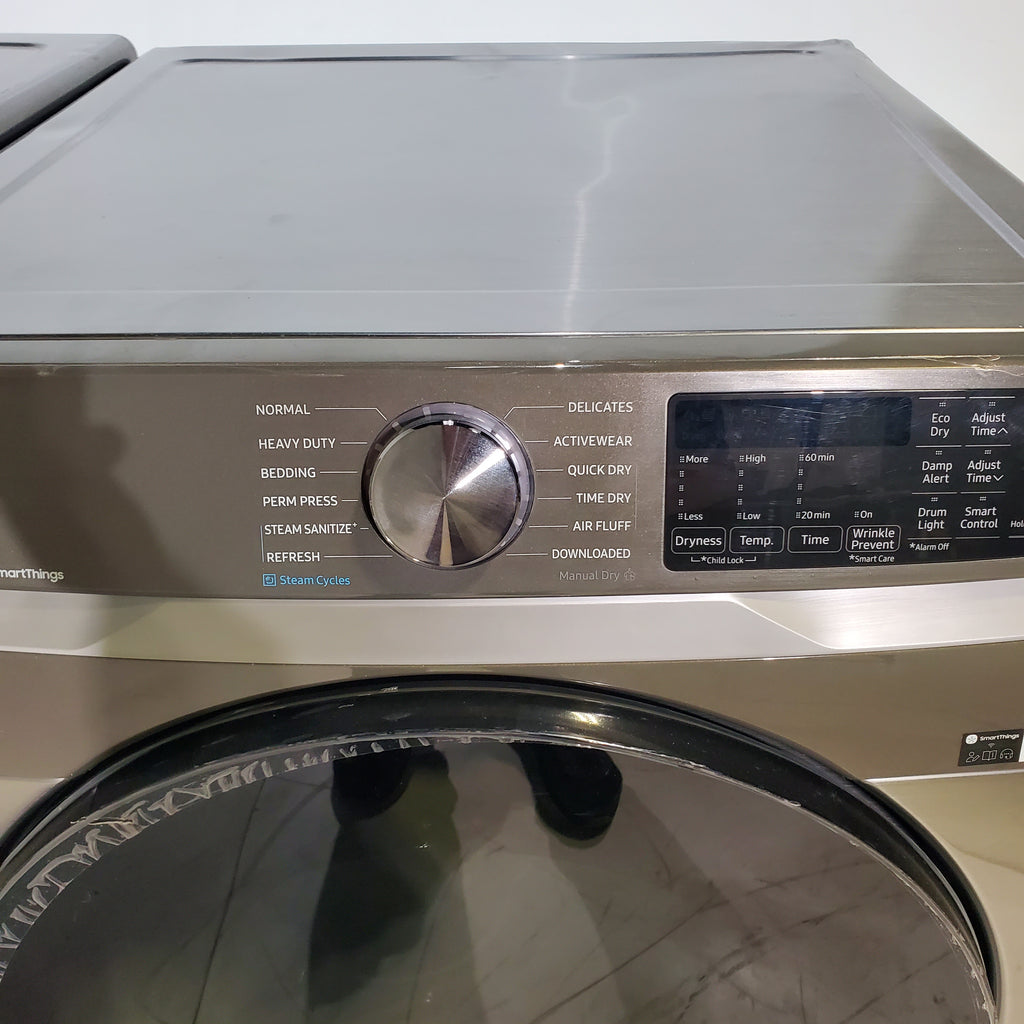 Pictures of Platinum ENERGY STAR Samsung 4.5 cu. ft. Front Load Washer with WiFi Connectivity and 7.5 cu. ft. Front Load Electric Dryer with Steam - Certified Refurbished - Neu Appliance Outlet - Discount Appliance Outlet in Austin, Tx