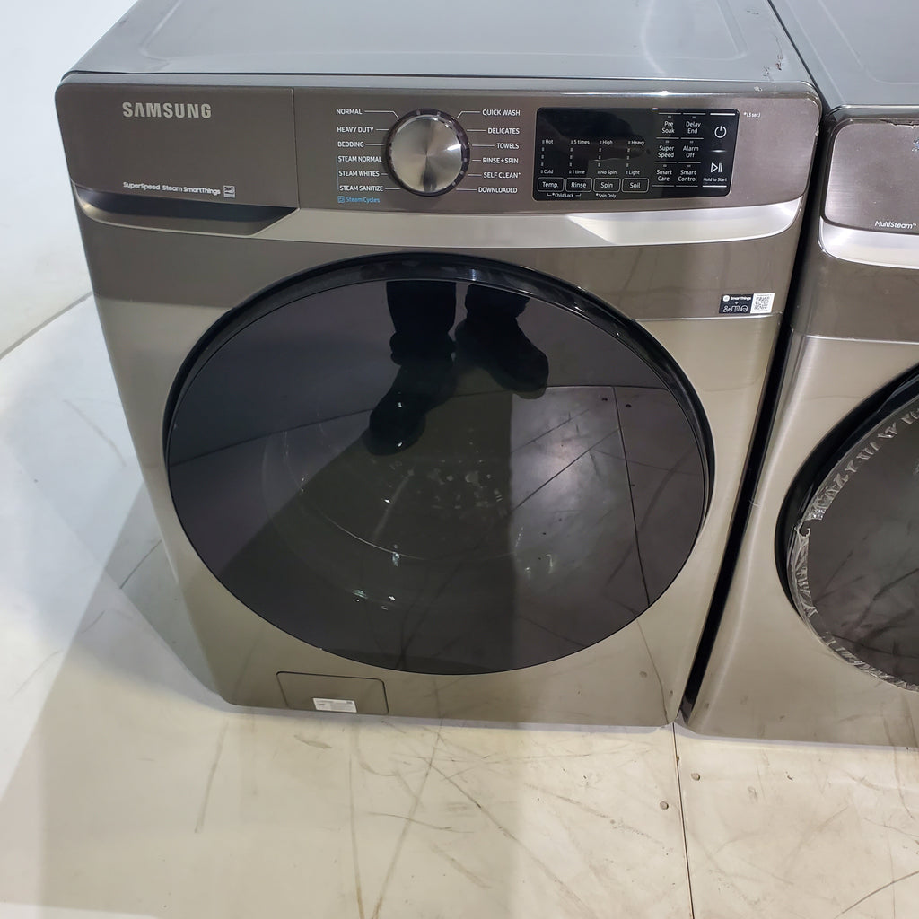 Pictures of Platinum ENERGY STAR Samsung 4.5 cu. ft. Front Load Washer with WiFi Connectivity and 7.5 cu. ft. Front Load Electric Dryer with Steam - Certified Refurbished - Neu Appliance Outlet - Discount Appliance Outlet in Austin, Tx