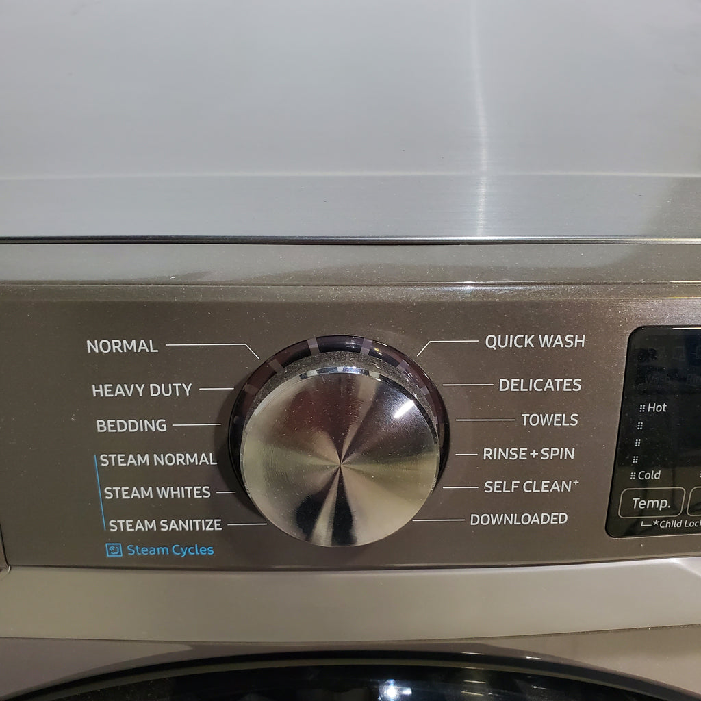 Pictures of Platinum ENERGY STAR Samsung 4.5 cu. ft. Front Load Washer with WiFi Connectivity and 7.5 cu. ft. Front Load Electric Dryer with Steam - Certified Refurbished - Neu Appliance Outlet - Discount Appliance Outlet in Austin, Tx