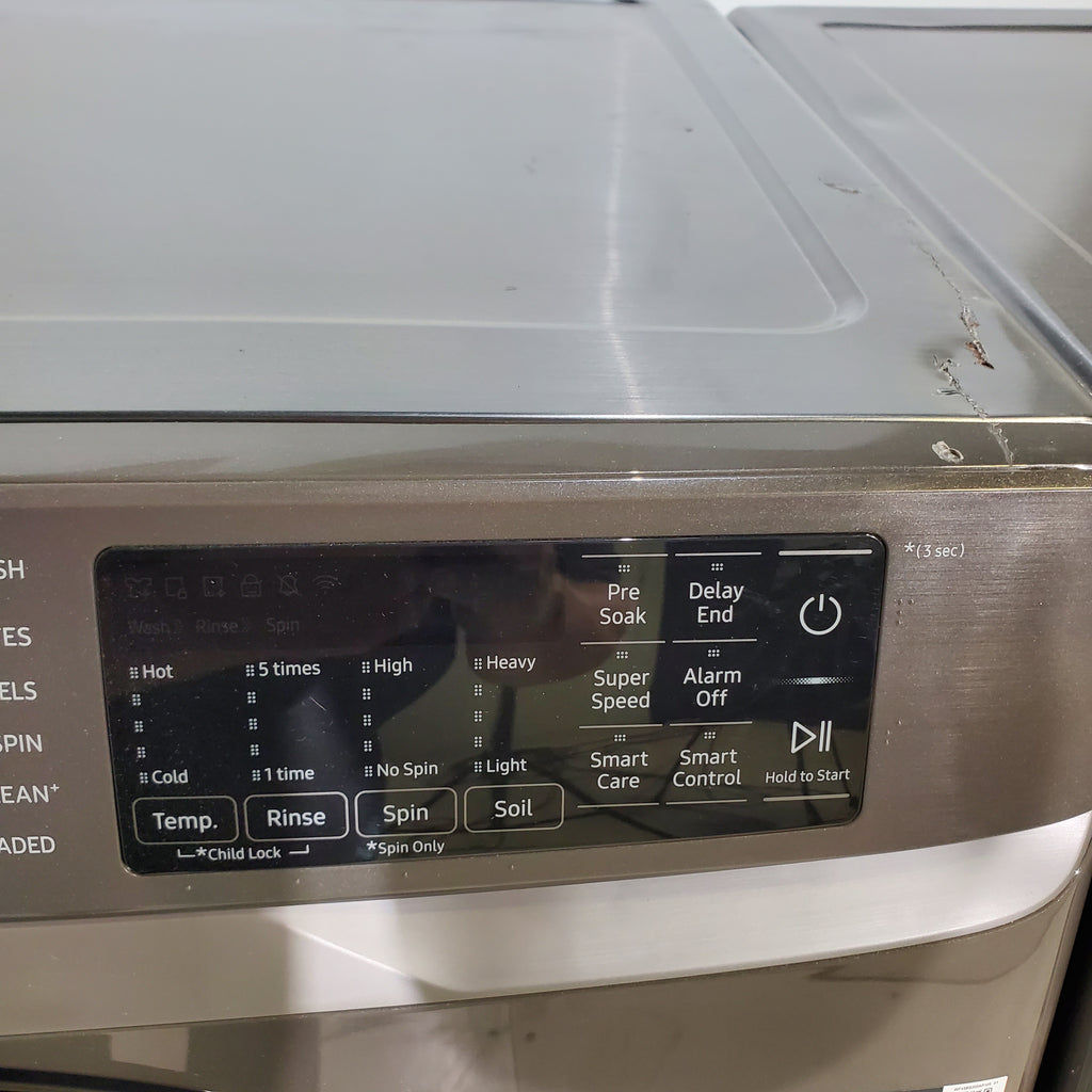 Pictures of Platinum ENERGY STAR Samsung 4.5 cu. ft. Front Load Washer with WiFi Connectivity and 7.5 cu. ft. Front Load Electric Dryer with Steam - Certified Refurbished - Neu Appliance Outlet - Discount Appliance Outlet in Austin, Tx