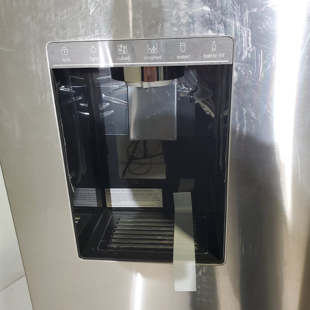 Pictures of Stainless Steel Counter Depth Bosch 500 Series 21.6 cu. ft. 3 Door French Door Refrigerator with Exterior Water and Ice - Scratch & Dent - Moderate - Neu Appliance Outlet - Discount Appliance Outlet in Austin, Tx