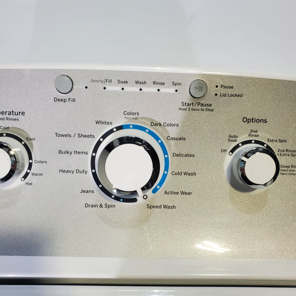 Pictures of ENERGY STAR GE. 4.2 cu. ft. Top Load Washing Machine with Stain Removal Guide and HE GE 7.2 cu. ft. Electric Dryer with HE Sensor Dry - Certified Refurbished - Neu Appliance Outlet - Discount Appliance Outlet in Austin, Tx