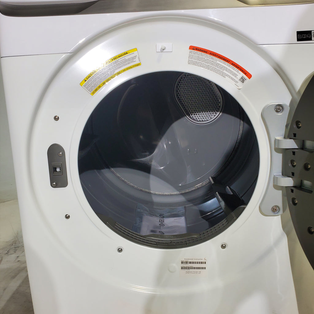 Pictures of White Samsung 7.5 cu. ft. Front Load Electric Dryer with Smart Care - Scratch and Dent - Minor - Neu Appliance Outlet - Discount Appliance Outlet in Austin, Tx