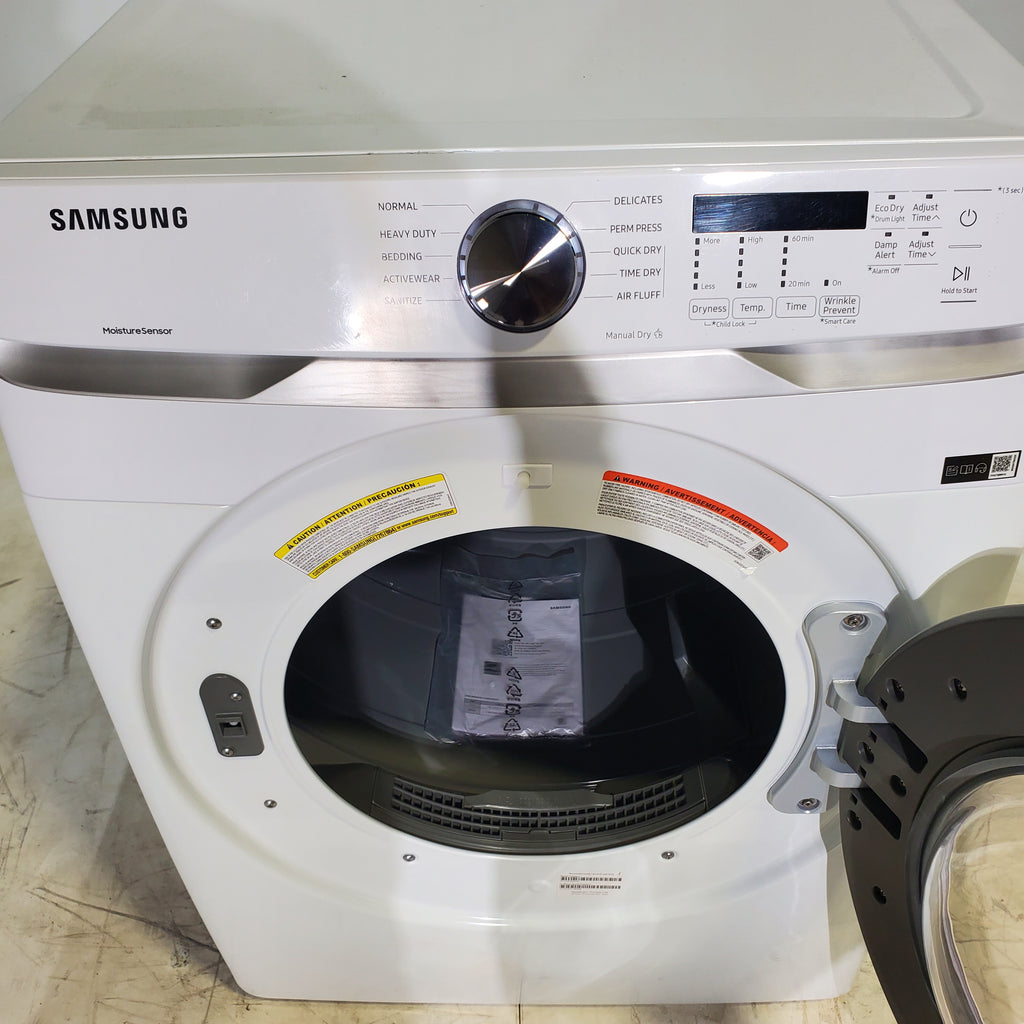 Pictures of White Samsung 7.5 cu. ft. Front Load Electric Dryer with Smart Care - Scratch and Dent - Minor - Neu Appliance Outlet - Discount Appliance Outlet in Austin, Tx