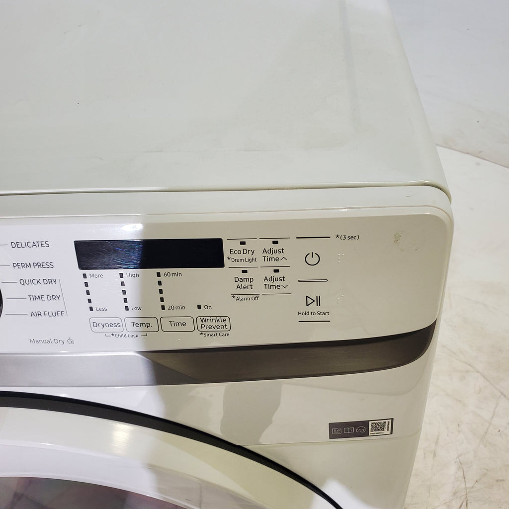 Pictures of White Samsung 7.5 cu. ft. Front Load Electric Dryer with Smart Care - Scratch and Dent - Minor - Neu Appliance Outlet - Discount Appliance Outlet in Austin, Tx