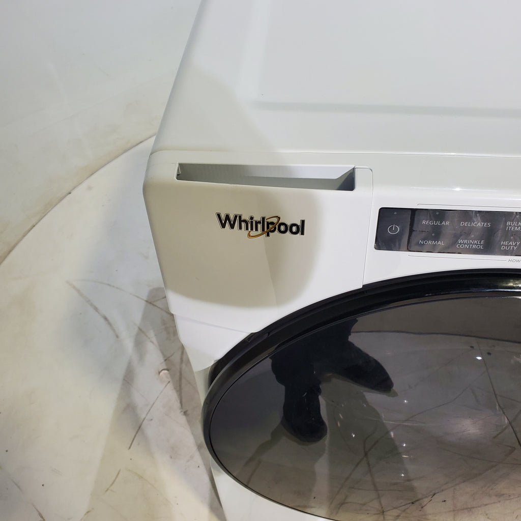 Pictures of Whirlpool ENERGY STAR 4.5 Cu. Ft. Front Load Washer with Quick Wash Cycle and 7.4 Cu. Ft. ENERGY STAR Electric Wrinkle Shield Dryer with Advanced Moisture Sensing - Scratch and Dent - Minor - Neu Appliance Outlet - Discount Appliance Outlet in Austin, Tx