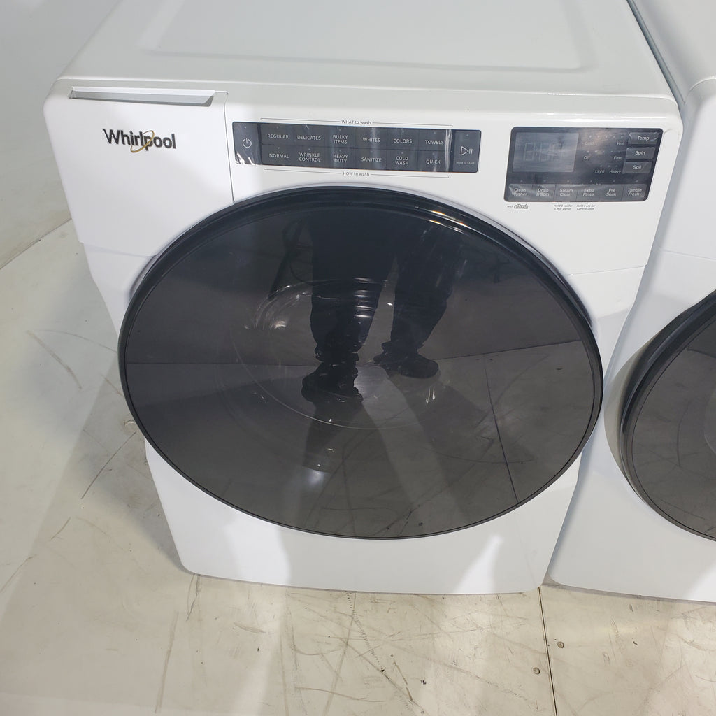 Pictures of Whirlpool ENERGY STAR 4.5 Cu. Ft. Front Load Washer with Quick Wash Cycle and 7.4 Cu. Ft. ENERGY STAR Electric Wrinkle Shield Dryer with Advanced Moisture Sensing - Scratch and Dent - Minor - Neu Appliance Outlet - Discount Appliance Outlet in Austin, Tx
