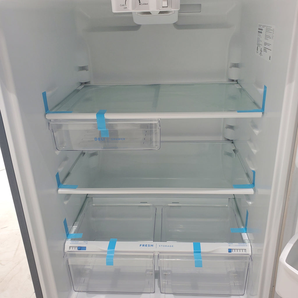 Pictures of 30" Wide Easy Care Stainless Steel Frigidaire 18.3 cu. ft. Top Freezer Bottom Refrigerator with EvenTemp Cooling System - Scratch and Dent - Moderate - Neu Appliance Outlet - Discount Appliance Outlet in Austin, Tx