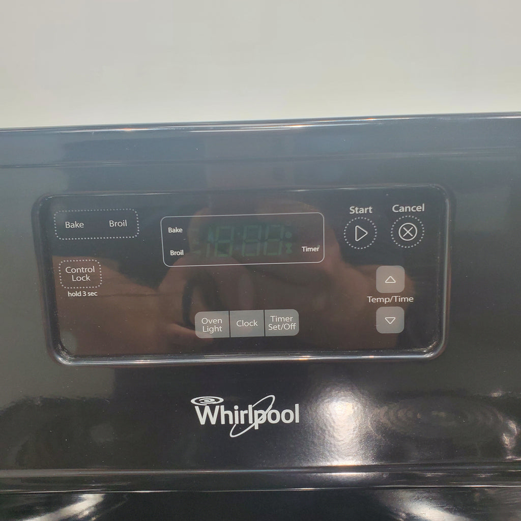 Pictures of Counter Depth Black Whirlpool 4.8 cu. ft. Freestanding 4 Heating Element Electric Range with Digital Display - Certified Refurbished - Neu Appliance Outlet - Discount Appliance Outlet in Austin, Tx