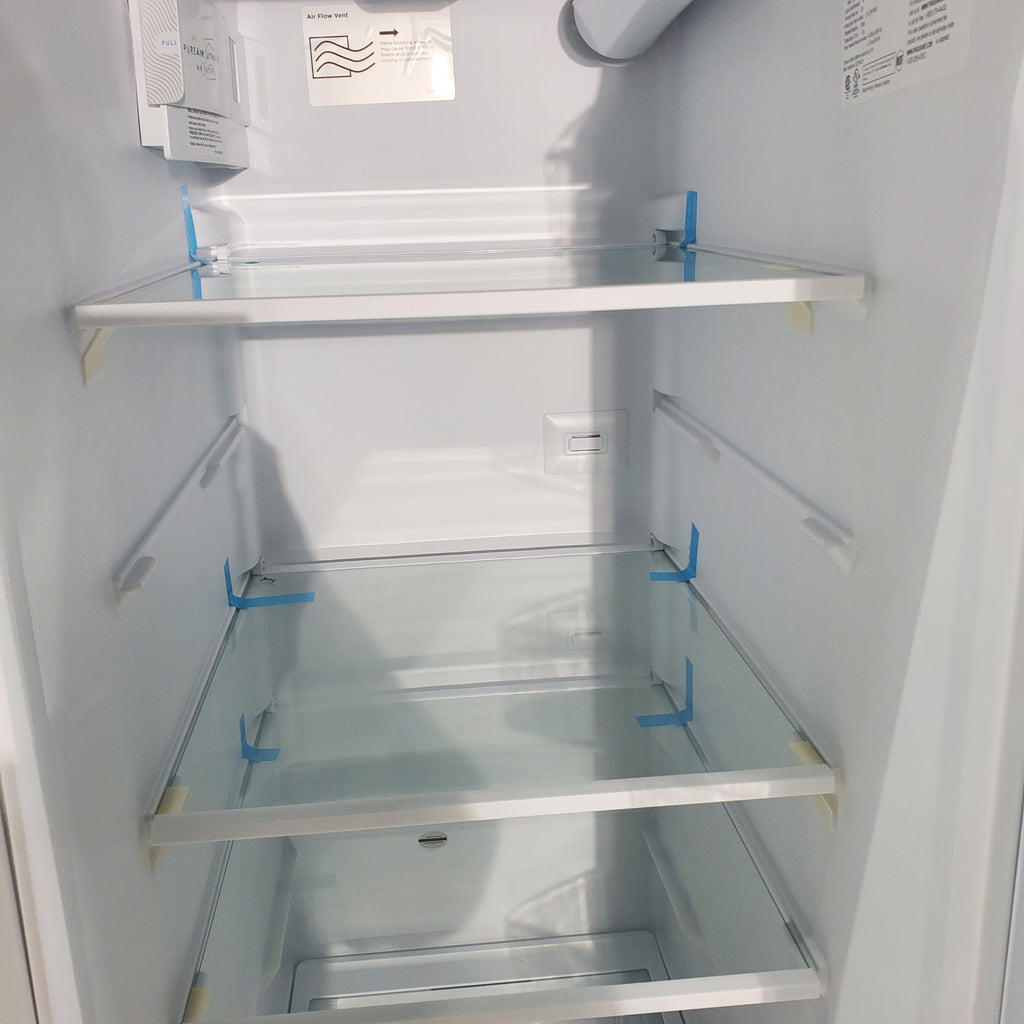 Pictures of 36 1/8" Wide White Frigidaire 25.6 cu. ft. Side by Side Refrigerator with Exterior Ice and Water Dispenser - Scratch and Dent - Minor - Neu Appliance Outlet - Discount Appliance Outlet in Austin, Tx